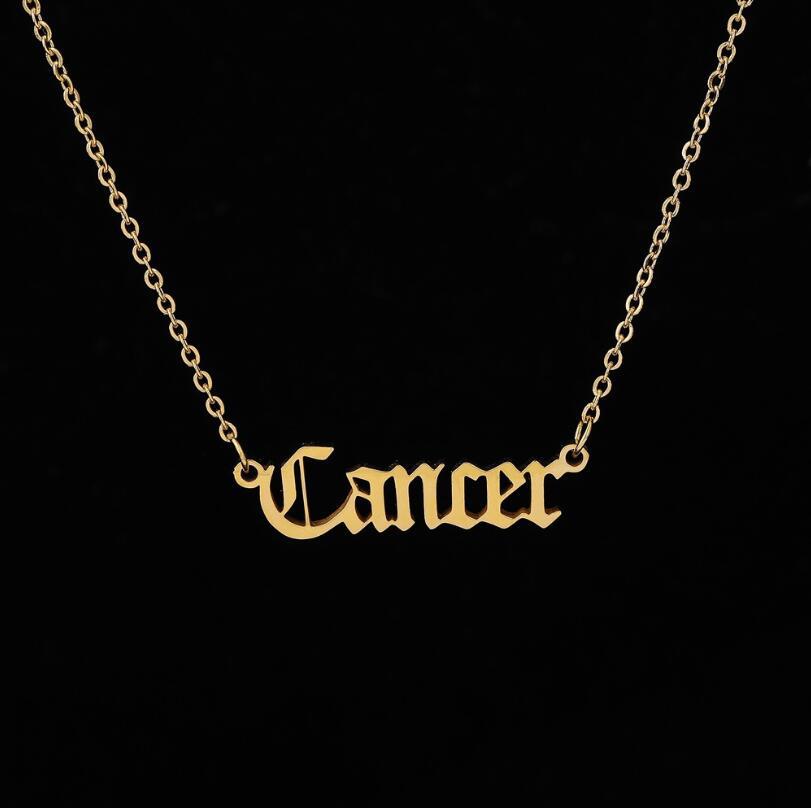 Wholesale Stainless Steel 12 Constellations English Letter Necklace